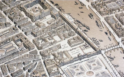 Vogelvlucht van Parijs in 1730, 1875